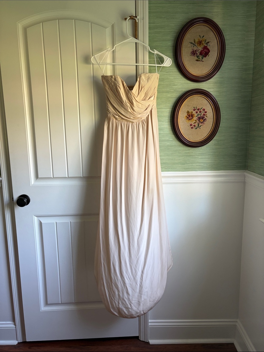 Strapless gathered gown